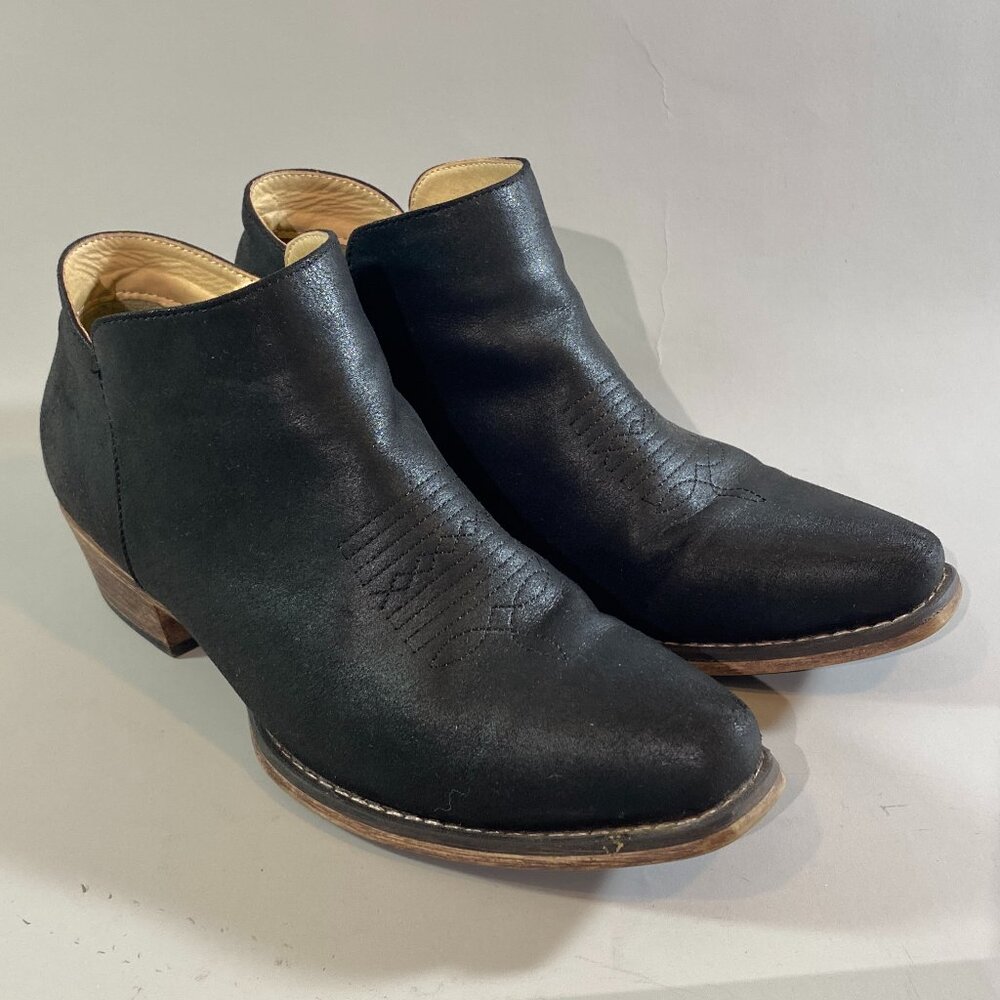 Roper Women's Sofia Black Faux Vegan Leather Western Style Ankle Boots Size 10